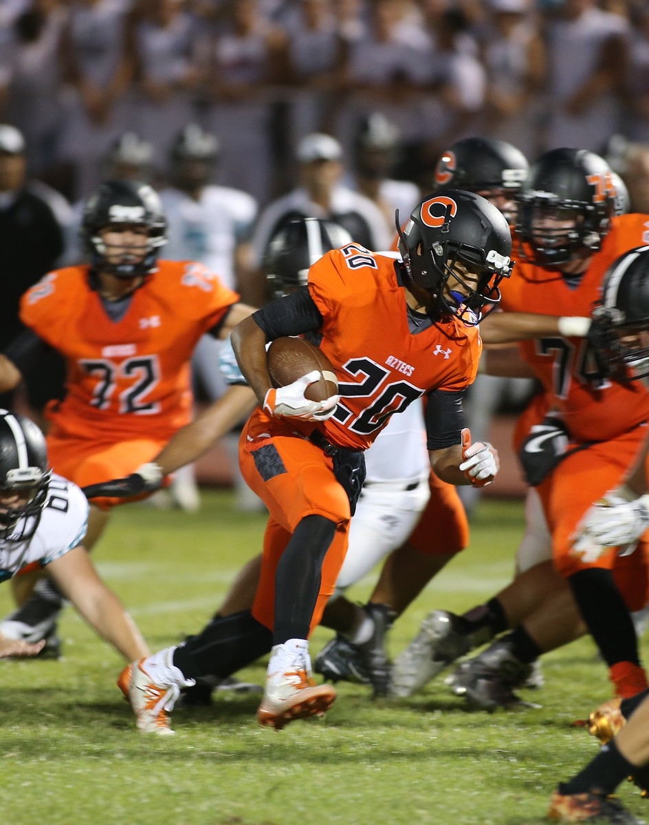 No. 20, Jalen Bryant, carried the ball eight times against Highland, scoring the only rushing touchdown. 