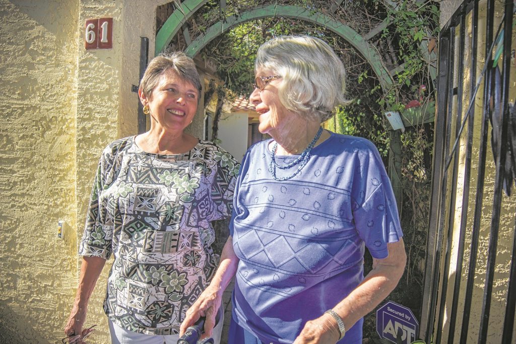 Tempe Neighbors Helping Neighbors volunteer Kay Slaven with Elsie Mulligan. 