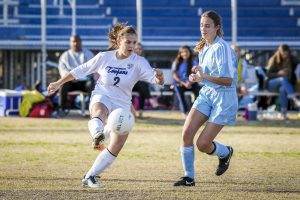 Lona Fitzgerald takes a shot  on goal during the game against Horizon Honors.