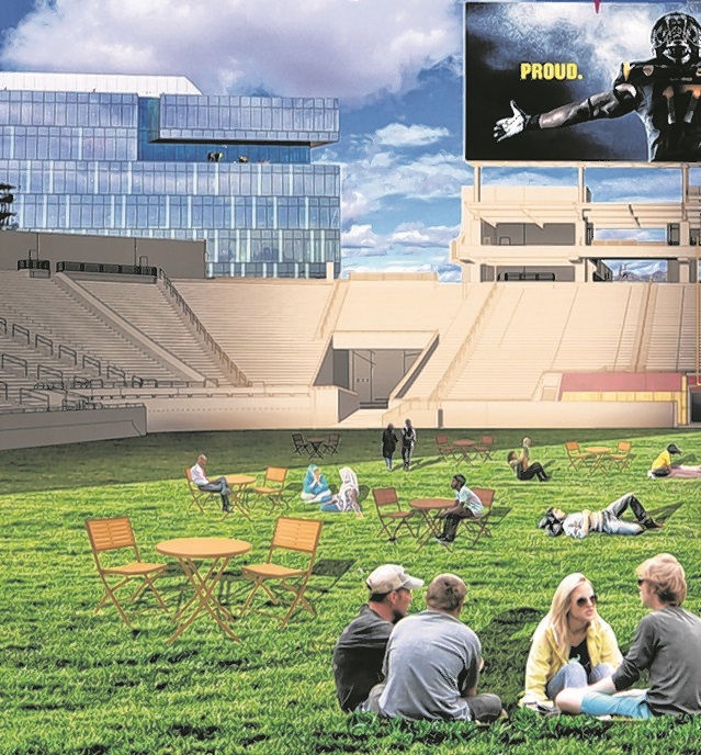 Rendering suggests how Sun Devil Stadium might look if it were transformed into a multi-use venue that could appeal to a wide range of ages, interests. (Photo illustration courtesy of Patrick Griffin)